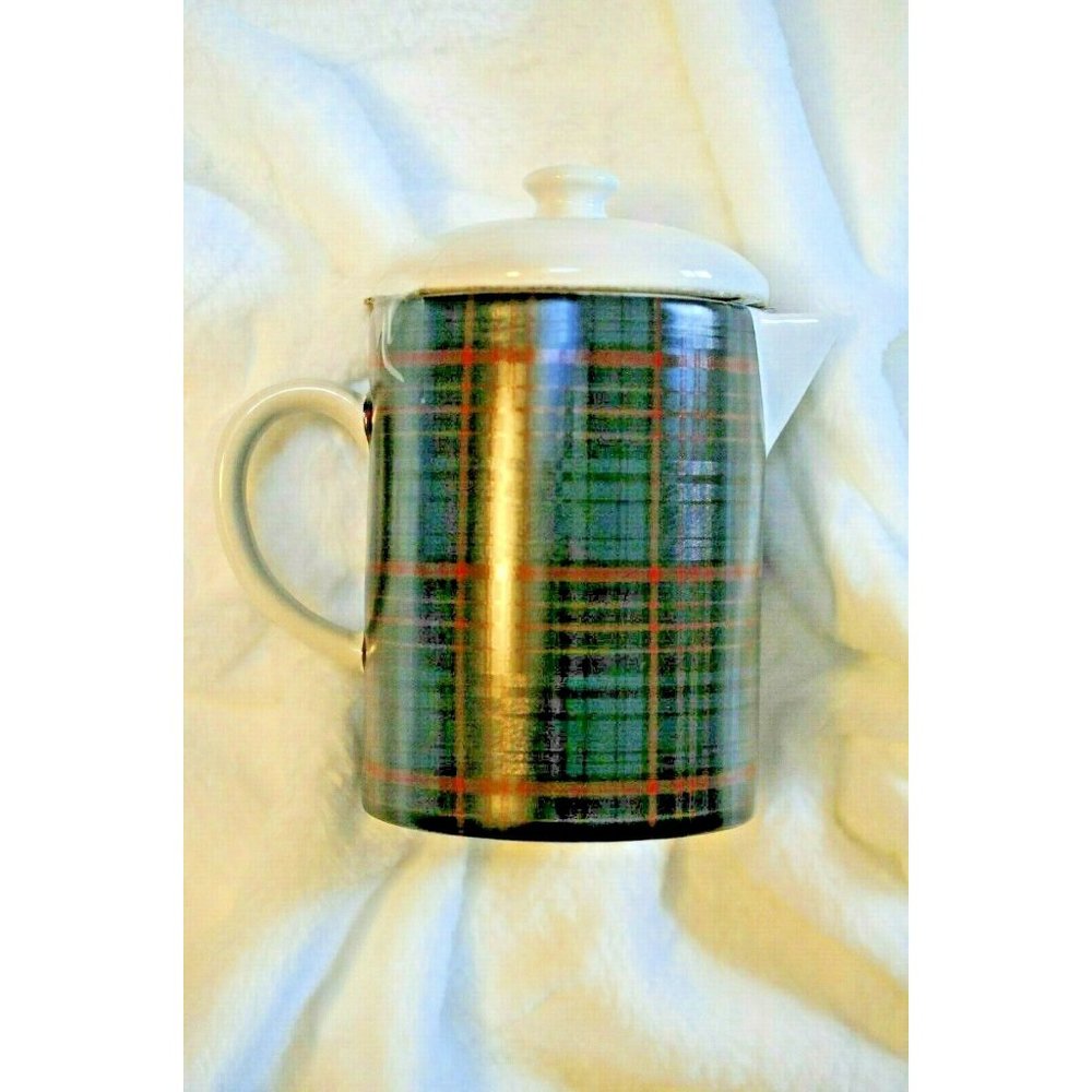Hearth & Hand With Magnolia Stoneware Coffee Pot Green & Red Plaid